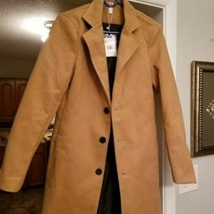 Khaki wool trench coat single breasted size small